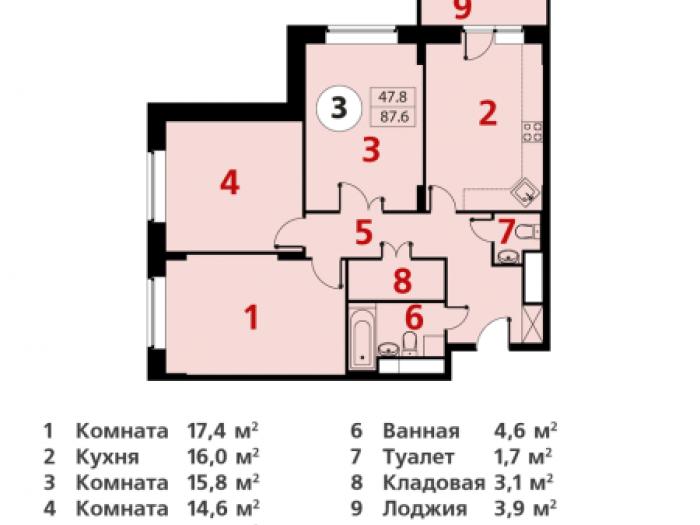 Балкон в четырехкомнатной квартире ЖК «Москва А101»