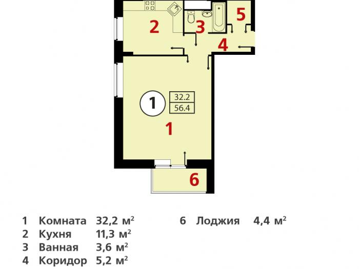 Квартира с балконом в ЖК «Москва А101»