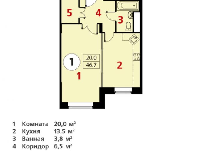 Однокомнатная квартира ЖК «Москва А101»